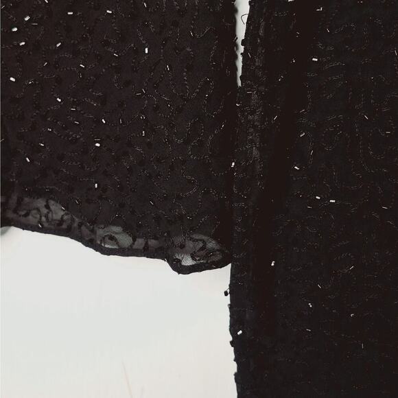 Vintage Y2K Talbots Sheer Silk Beaded Top Bell Sleeve 6 Whimsygoth Fairy Grunge - Picture 6 of 12